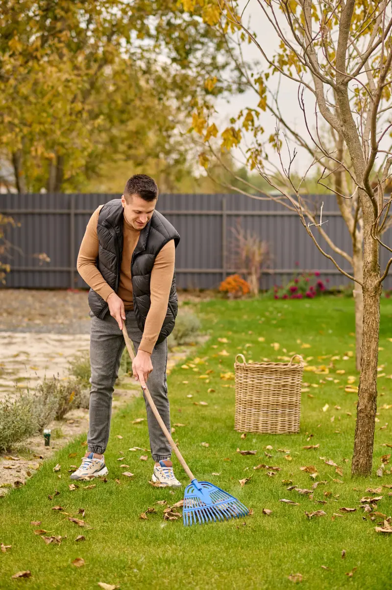 man-raking-leaves-lawn-garden